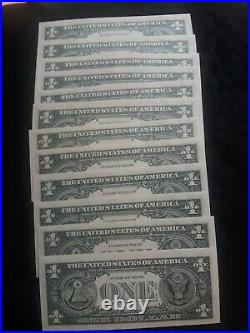 1969 Complete set of 12 Federal Reserve Bank $1 Dollar Notes Crisp Uncirculated