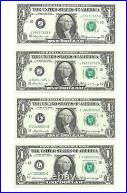 1969a $1 Complete Block Set, 20 Crisp & Uncirculated Banknotes