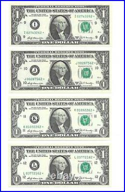 1969b $1 Complete District Star Set, 12 Crisp & Uncirculated Banknotes 62