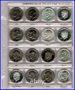 ++ 1971-1978 Eisenhower Dollar 32 Coin Complete Set WithProofs & WithSilver Coins ++