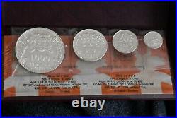 1971 Dahomey Complete 4 Coin Silver Set in Original Wallet 1000 500 Francs +
