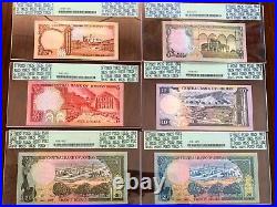 1975 1985 Jordan complete set 6 PCS (2x20), Dinar banknotes UNC KING HUSSEIN