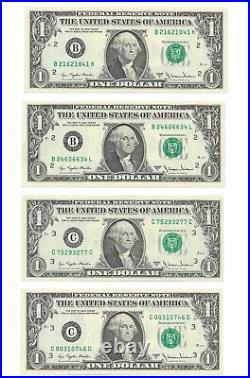 1977A $1 Complete Regular Block Set. 43 Crisp & Uncirculated Banknotes