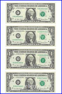 1977A $1 Complete Regular Block Set. 43 Crisp & Uncirculated Banknotes