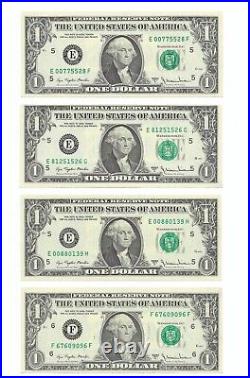 1977A $1 Complete Regular Block Set. 43 Crisp & Uncirculated Banknotes