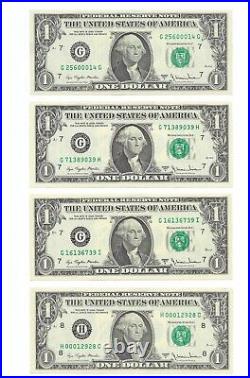 1977A $1 Complete Regular Block Set. 43 Crisp & Uncirculated Banknotes