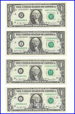 1977A $1 Complete Regular Block Set. 43 Crisp & Uncirculated Banknotes