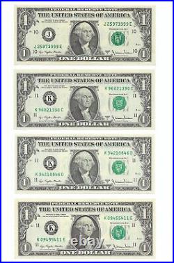 1977A $1 Complete Regular Block Set. 43 Crisp & Uncirculated Banknotes