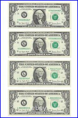 1977A $1 Complete Regular Block Set. 43 Crisp & Uncirculated Banknotes