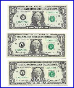 1977A $1 Complete Regular Block Set. 43 Crisp & Uncirculated Banknotes