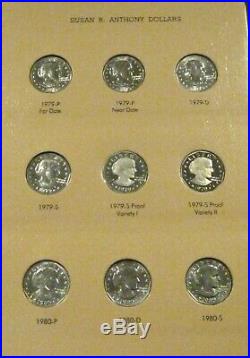 1979-1999 P/D/S Susan B Anthony Dollars Complete Set 18 Coins in Dansco Album
