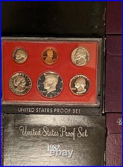 1980 to 2002 COMPLETE RUN Proof Sets U. S. Mint 23 Proof Set US Mint Box and COA