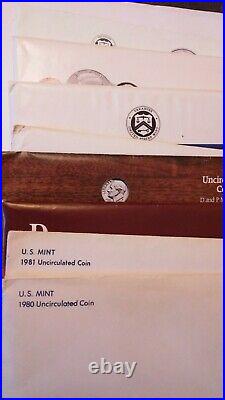 1980 to 2021 UN-circulated Mint sets. 40 Complete Sets(P and D)