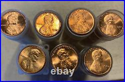 1982 P & D Lincoln Cent BU MS Complete 7 Roll set Small & Large Copper & Zinc