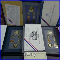 1983-1997 Prestige Proof Sets Complete 14 Set Collection With1996 WithBox & COA