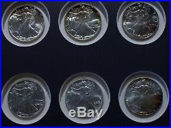 1986 2000 American Silver Eagles Complete 15 Coin Set In Frame Rainbow Toning