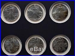 1986 2000 American Silver Eagles Complete 15 Coin Set In Frame Rainbow Toning
