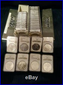 1986-2019 Complete Silver Eagle Set NGC MS69 34-Coins Storage Boxes Included