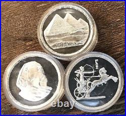 1987 EGYPT COMPLETE SET 5 oz. 999 silver x 6 coins = 30 oz PURE Pyramids +++