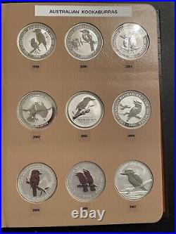 1990-2023 Australian Kookaburra 1 oz. Silver Complete Set in Custom Dansco Album