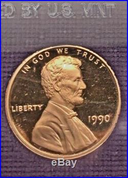 1990 No S Lincoln Memorial Penny Original Rare Complete Proof Set Major Variety