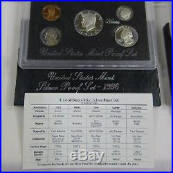 1992S 1998S U. S. Mint 90% SILVER COMPLETE BLACK BOX PROOF SET RUN 7 SETS