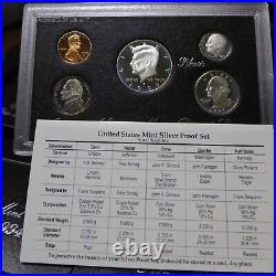 1992 1998 S 7 Set COMPLETE RUN OF U. S. SILVER PROOF SETS OGP & COA