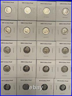 1992-2023 COMPLETE SILVER Proof Roosevelt Dime 35 Coin Set SPW Mints withRev Proof