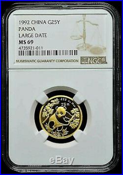 1992 China Complete Gold Panda Set Conserved & Graded By NGC Mint State 69