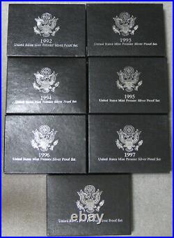 1992 thru 1998 Government Issued Premier Proof Set Complete Run of 7