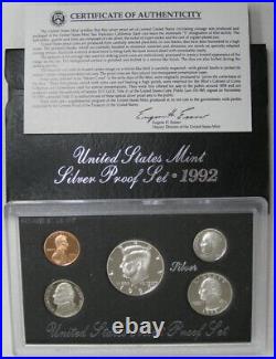 1992 thru 1998 Government Issued Silver Proof Sets Complete Run of all 7