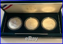 1994 3 Coin Veterans Uncirculated Silver Dollar Commemorative Complete Set COA