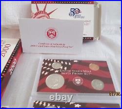 1999 2001 Silver Proof Sets 3 complete sets with COA's and boxes