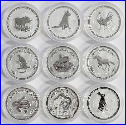 1999 2007 Australian 1/2oz Silver Lunar Series 1 Complete Set 9pc