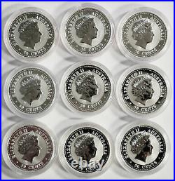 1999 2007 Australian 1/2oz Silver Lunar Series 1 Complete Set 9pc