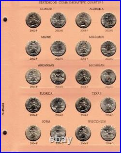 1999-2008 Complete State Quarter Set 100 P&d Bu Coins In A Dansco Album