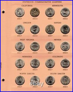 1999-2008 Complete State Quarter Set 100 P&d Bu Coins In A Dansco Album