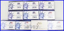 1999-2008 U. S. Mint Proof Set 10 Year OGP Box/COA with Statehood Quarters Complete