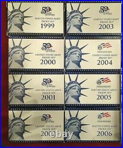 1999-2009 2010 S US MINT UNITED STATES COMPLETE PROOF 12 SETS 139 Coins Quarters