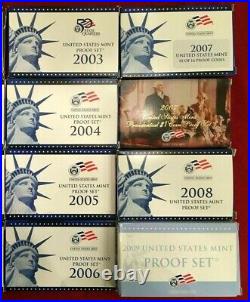 1999-2009 2010 S US MINT UNITED STATES COMPLETE PROOF 12 SETS 139 Coins Quarters