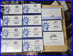 1999 2009 COMPLETE RUN OF U. S. PROOF SETS Boxes And COA's