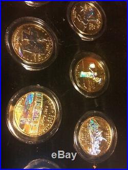 1999-2009 Complete 24K Gold Plated State Quarter 56-Coin Set in Cherry Wood