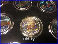1999-2009 Complete COLORIZED Statehood Quarter 56-Coin Set in Cherry Wood Box
