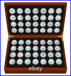 1999-2009 Complete HOLOGRAM State Quarters 56-Coin Set in Cherry Wood Style Box