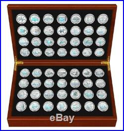 1999-2009 Complete HOLOGRAM Statehood Quarter 56-Coin Set in Cherry Wood Box COA