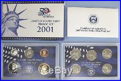 1999 2009 Complete Run of 11 Government Issued Proof Sets with Boxes and COAs