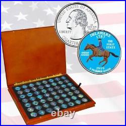 1999 2009 Complete Set of 50 Colorized State and 6 Territorial Quarters in Box