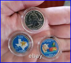 1999 2009 Complete Set of 50 Colorized State and 6 Territorial Quarters in Box