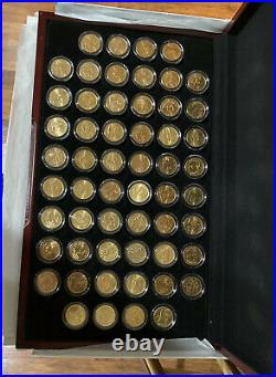 1999- 2009 Complete State & Territory Quarters Set 24 Kt Gold Plated 56 Coins