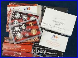 1999-2020 US Mint Silver Proof Set Complete Run In Box with COA's Free Ship USA